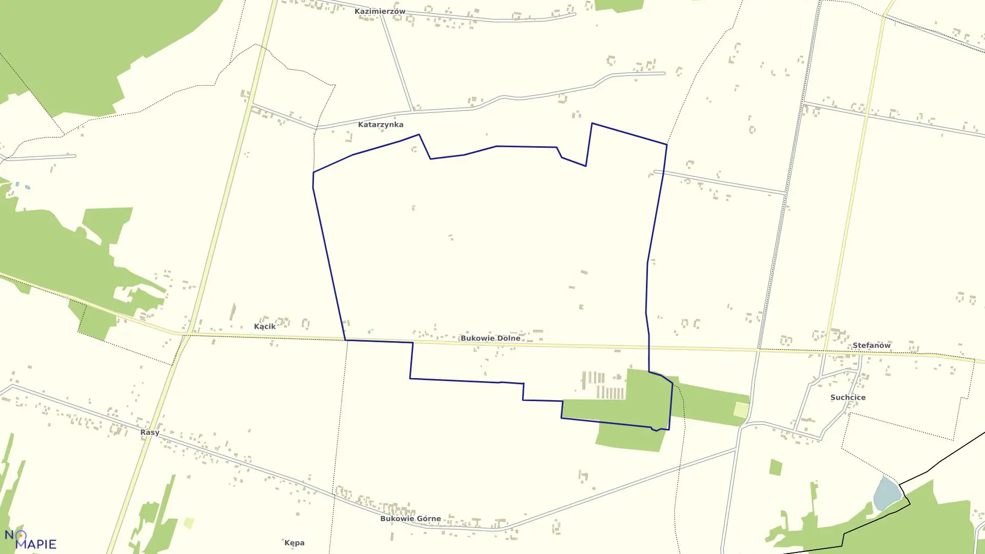 Mapa obrębu BUKOWIE DOLNE - PGR w gminie Drużbice