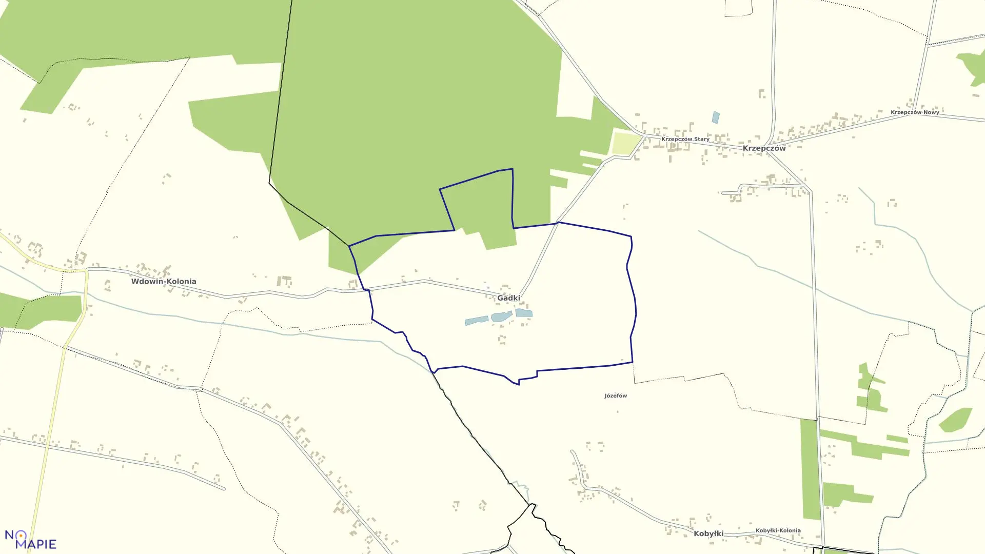 Mapa obrębu GADKI w gminie Drużbice