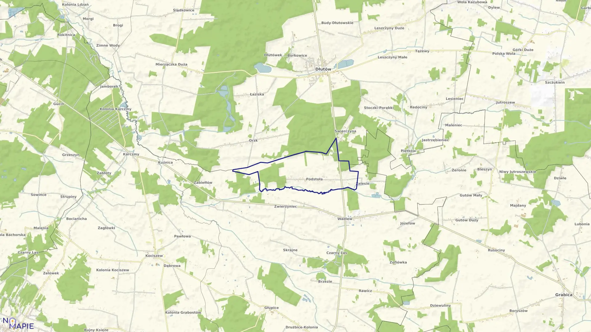 Mapa obrębu PODSTOŁA w gminie Drużbice