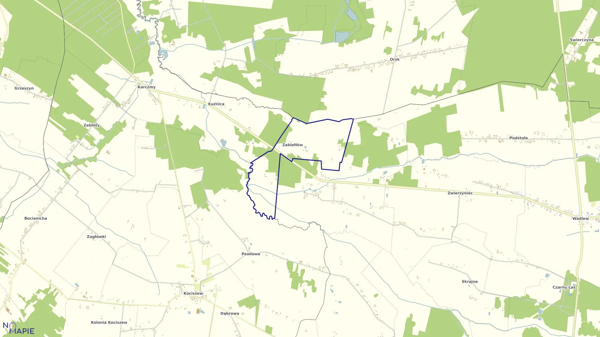 Mapa obrębu ZABIŁŁÓW-JANÓWEK w gminie Drużbice